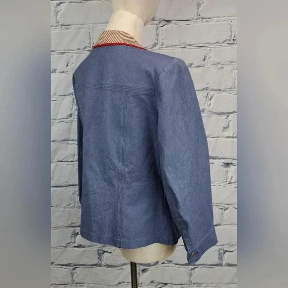 St John Sport Women's Full Zip Denim Jacket Stretch Multicolor Size Medium - Picture 11 of 16